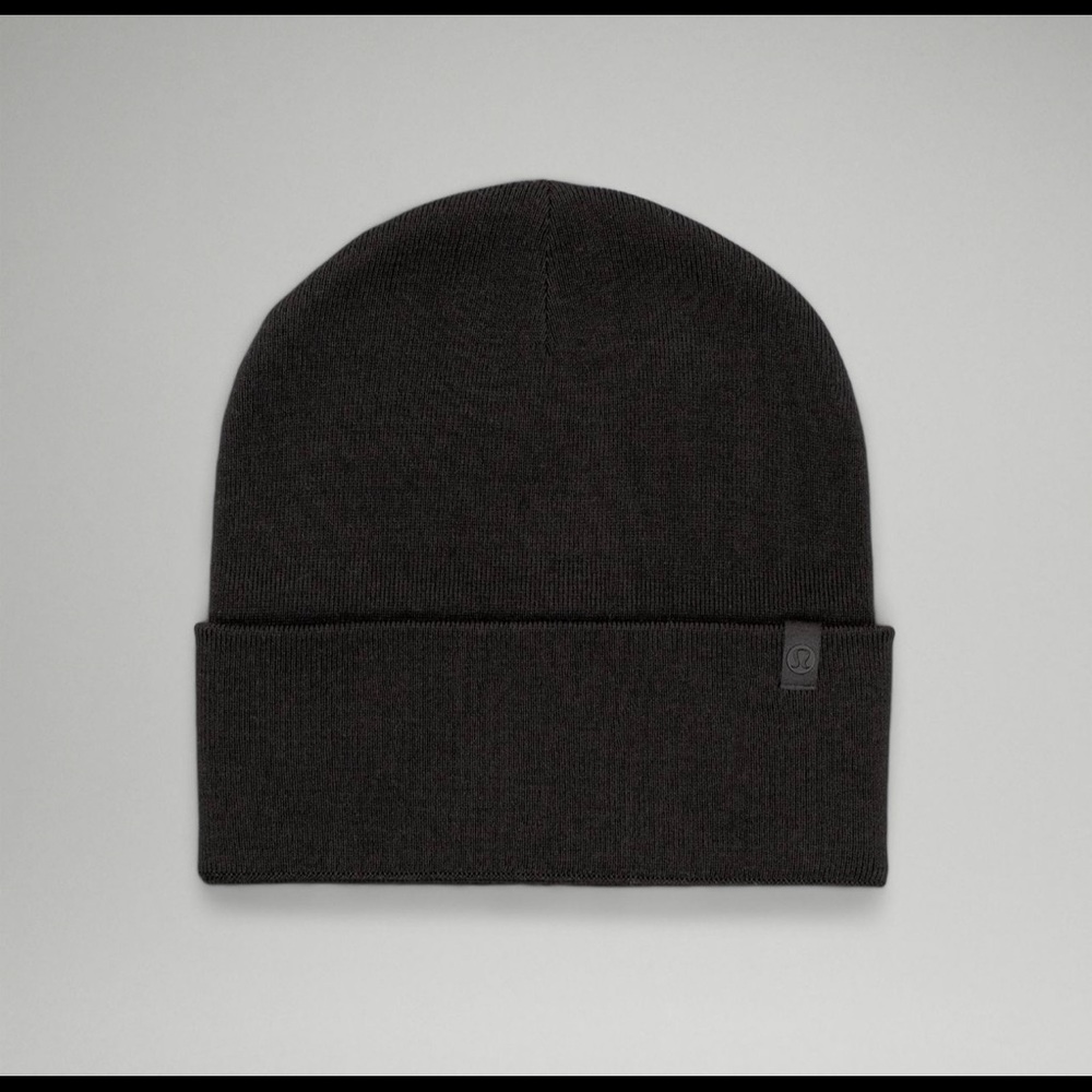 SOLD! LULULEMON Black Ribbed Merino Wool Blend "On Top Of It Beanie" Hat O/S
